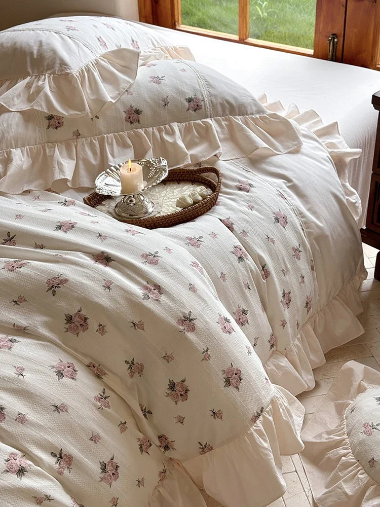 Bedding Set 100% Cotton Vintage Rose 4-Piece