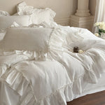 Bedding Set 4-Piece Breathable Cotton Blend Decorative Ruffle