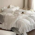 Bedding Set 4-Piece Breathable Cotton Blend Decorative Ruffle