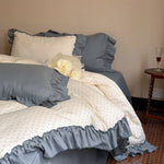 Bedding Set 4-Piece Breathable Cotton Blend Ruffled Edges