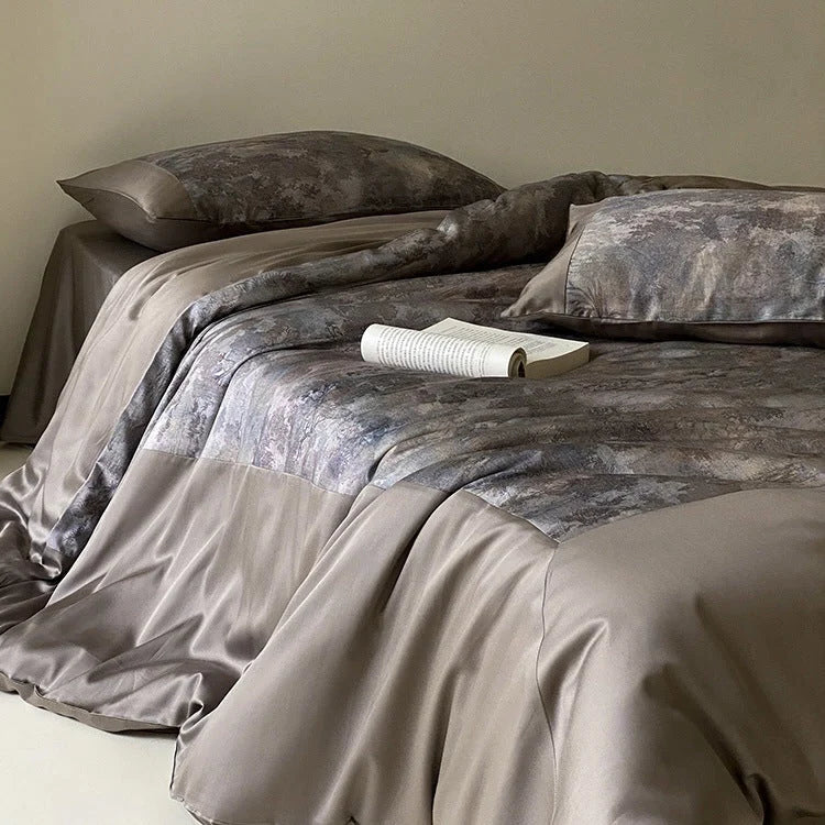 Bedding Set 4-Piece Breathable Cotton Satin Skin-Friendly
