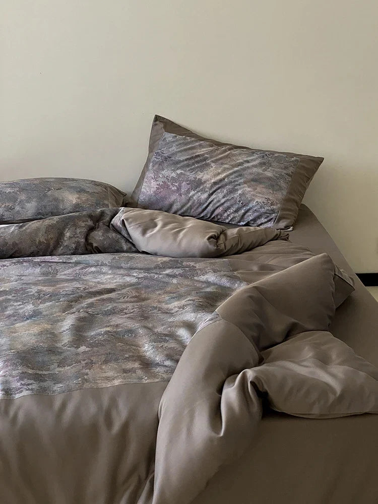 Bedding Set 4-Piece Breathable Cotton Satin Skin-Friendly