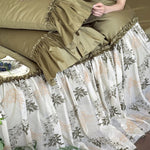 Bedding Set 4-Piece Cotton Satin Breathable Embroidered Tulle