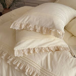 Bedding Set 4-Piece Lace & Ruffles 100% Cotton