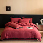Bedding Set 4-Piece Reversible Jacquard Contrast Piping