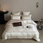 Bedding Set 4-Piece Satin Cotton Blend Embroidered Butterfly