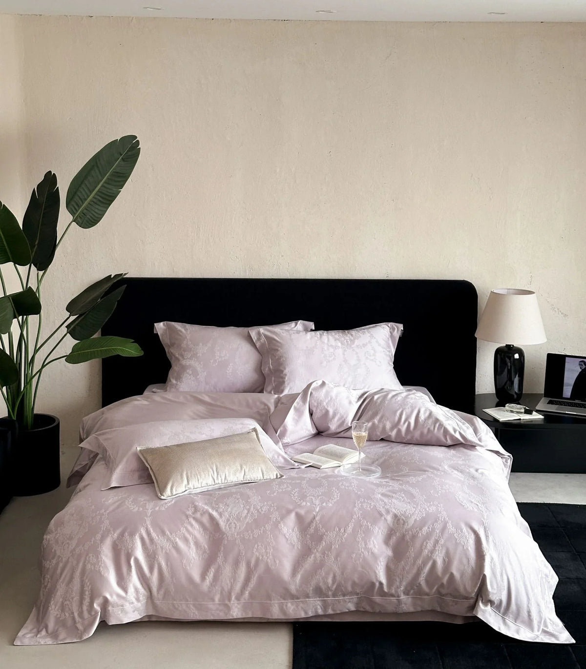Bedding Set 4-Piece Satin Damask Jacquard Breathable
