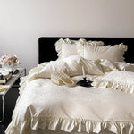 Bedding Set 4-Piece Satin Jacquard Ruffled Edges