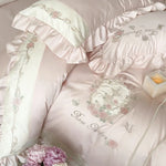 Bedding Set 4-Piece Silky Cotton Satin Rose Embroidery