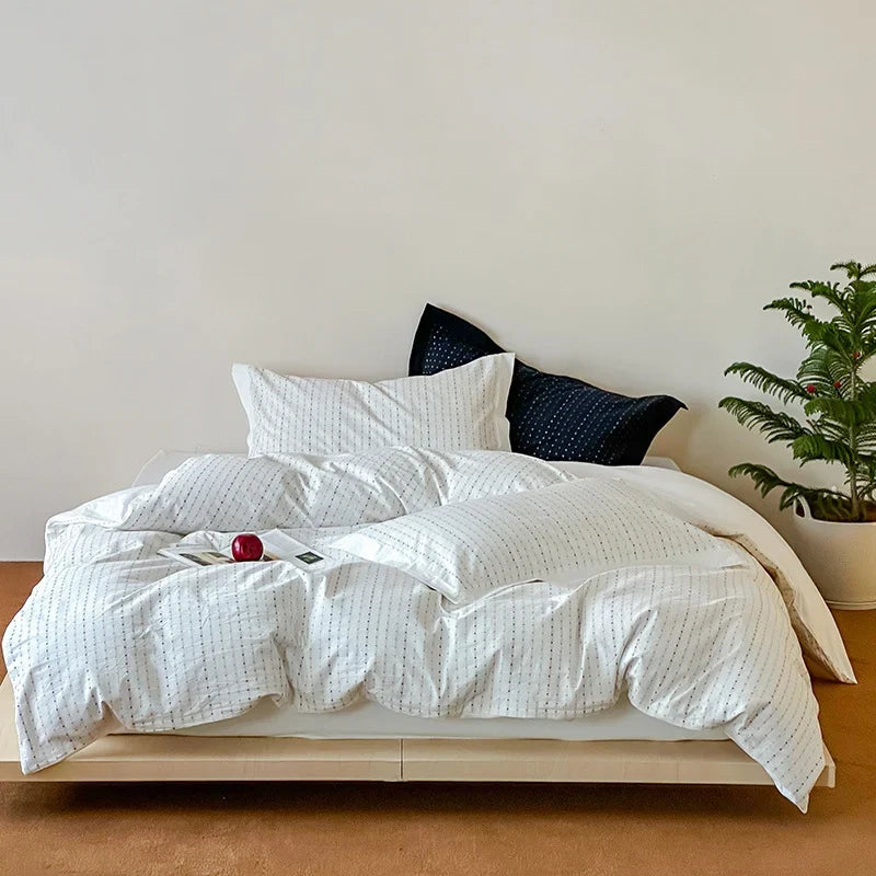 Bedding Set Breathable Cotton Blend Reversible Pattern