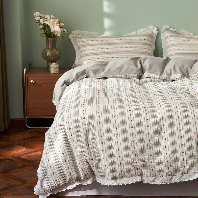 Bedding Set Breathable Cotton Canvas Long Zipper