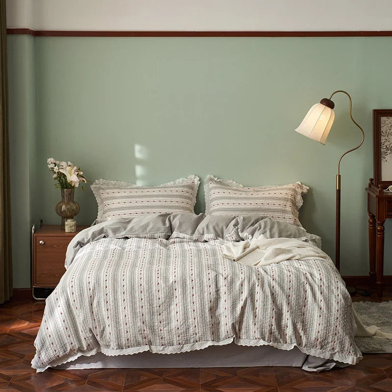 Bedding Set Breathable Cotton Canvas Long Zipper
