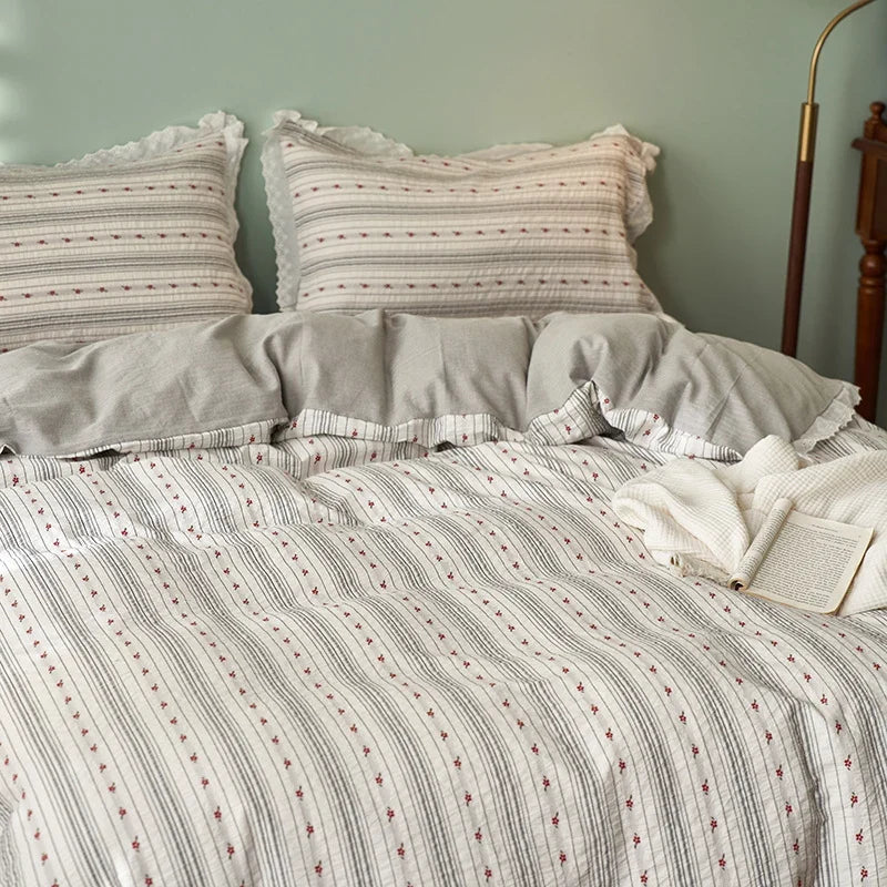 Bedding Set Breathable Cotton Canvas Long Zipper