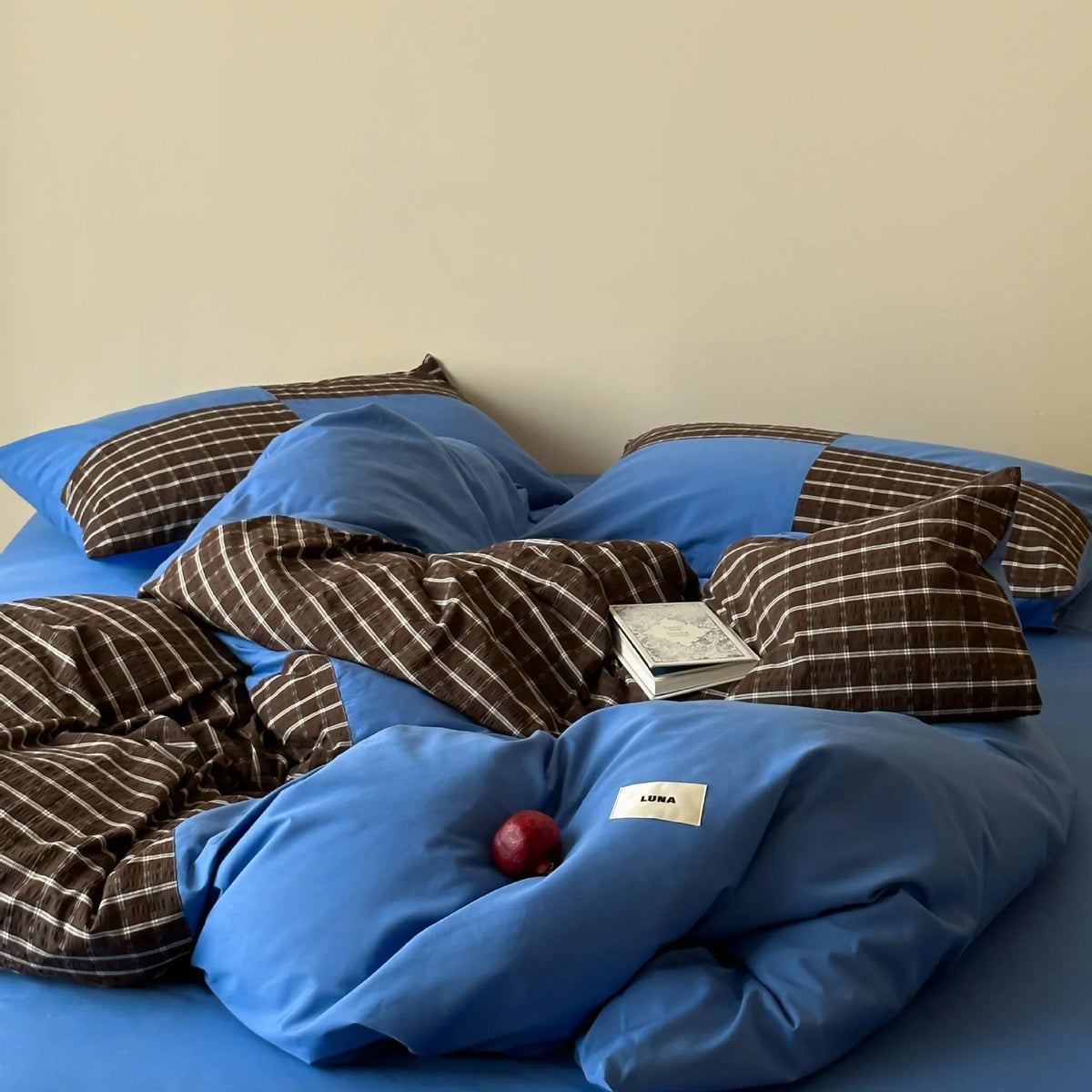 Bedding Set Breathable Cotton Checkered Machine Washable