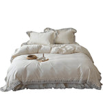 Bedding Set Breathable Cotton Embroidered Ruffled Hem 4-Piece