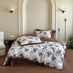 Bedding Set Breathable Cotton Gauze Floral & Ruffle 4-Piece