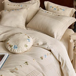 Bedding Set Breathable Cotton Gauze Hand-Stitched Floral Four-Piece