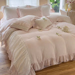 Bedding Set Breathable Cotton Gauze Ruffled & Lace