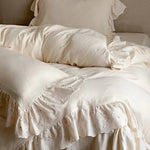 Bedding Set Breathable Cotton-Linen Embroidered Lace Integrated Bed Skirt