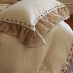 Bedding Set Breathable Cotton-Linen Ruffle & Lace Trim