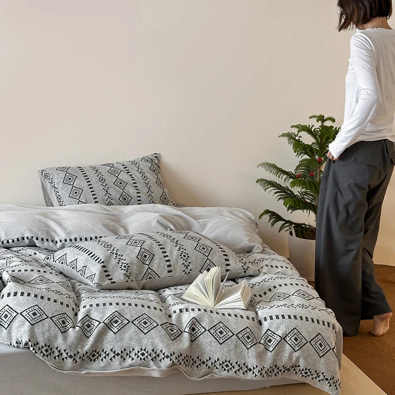 Bedding Set Breathable Cotton Machine Washable Set of 4