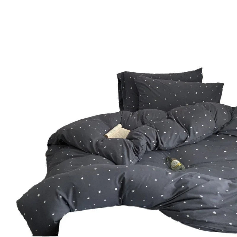Bedding Set Breathable Cotton Percale Minimal Star Pattern