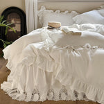 Bedding Set Breathable Cotton Percale Ruffle & Lace