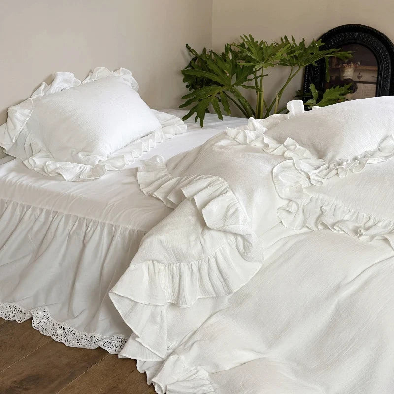 Bedding Set Breathable Cotton Percale Ruffle & Lace