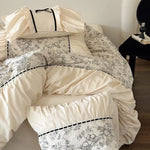 Bedding Set Breathable Cotton Percale Toile Print 4-Piece