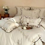 Bedding Set Breathable Cotton Satin Embroidered Set of 4