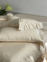 Bedding Set Breathable Cotton Satin Floral Jacquard