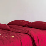 Bedding Set Breathable Cotton Satin Gold Embroidered