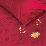 Bedding Set Breathable Cotton Satin Gold Embroidered