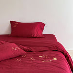 Bedding Set Breathable Cotton Satin Gold Embroidered