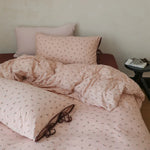 Bedding Set Breathable Cotton Satin Small Cherry Print