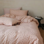 Bedding Set Breathable Cotton Satin Small Cherry Print