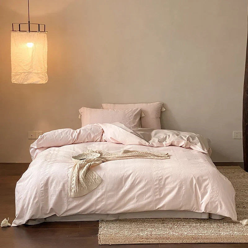 Bedding Set Breathable Cotton Satin Tone-On-Tone