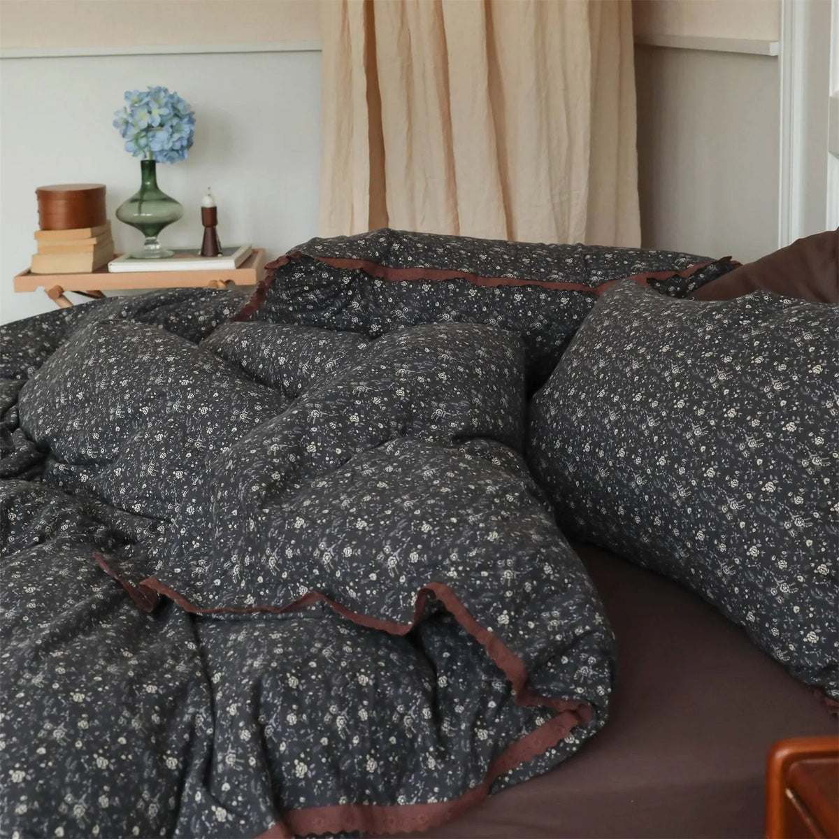 Bedding Set Breathable Cotton Vintage Floral Crocheted Edge