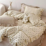 Bedding Set Breathable Double-Layer Cotton Gauze Ruffled Trim