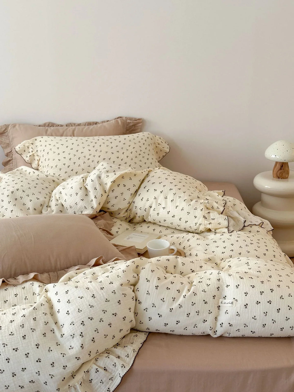 Bedding Set Breathable Double-Layer Cotton Gauze Ruffled Trim