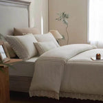 Bedding Set Breathable Linen-Look Crochet Lace Trim