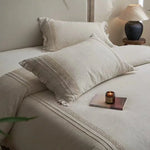 Bedding Set Breathable Linen-Look Crochet Lace Trim