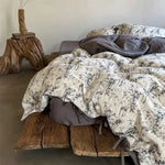 Bedding Set Breathable Washed Cotton Gauze Tie Ribbons