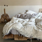Bedding Set Breathable Washed Cotton Gauze Tie Ribbons