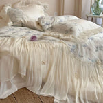 Bedding Set Cotton Blend Embroidered Butterfly
