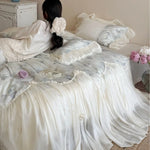 Bedding Set Cotton Blend Embroidered Butterfly