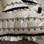 Bedding Set Cotton Blend Floral Embroidery 4 Piece