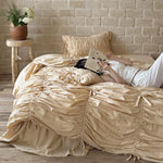 Bedding Set Cotton Blend Gathered Ruffle Design