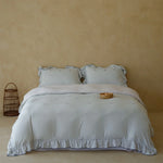 Bedding Set Cotton Blend Quilted Gingham Floral Embroidery