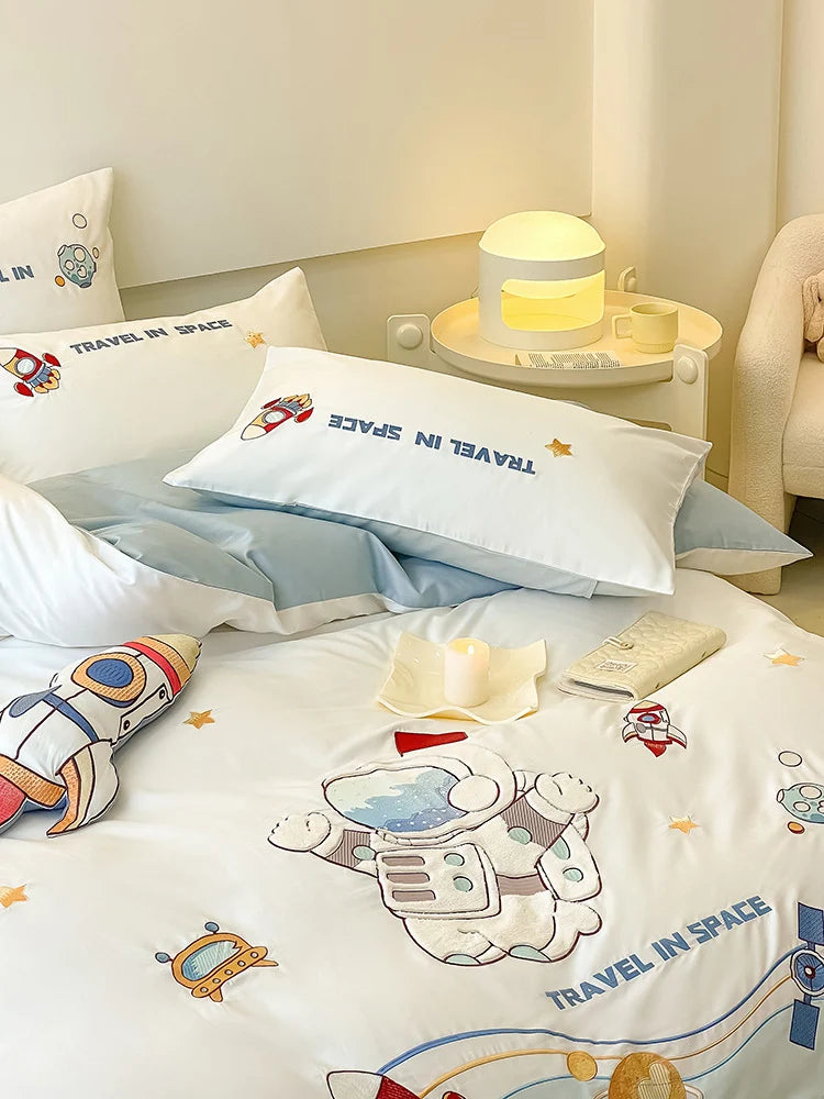 Bedding Set Cotton Blend Reversible Space Design